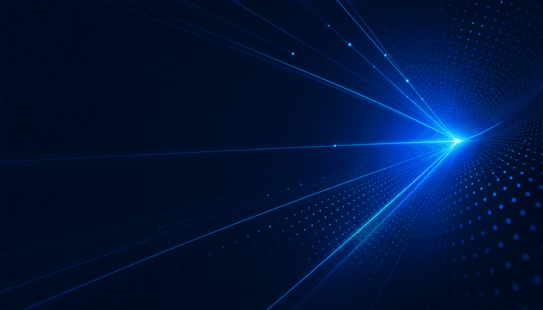 FDX Navyを背景に、Transform BlueとSignal Cyanの粒子ネットワークが流れる抽象ビジュアル
